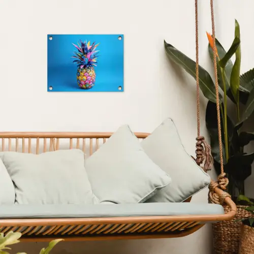 Ananas - Blauw - Tropisch - Vrolijk tuinposter los doek klein -sfeer7