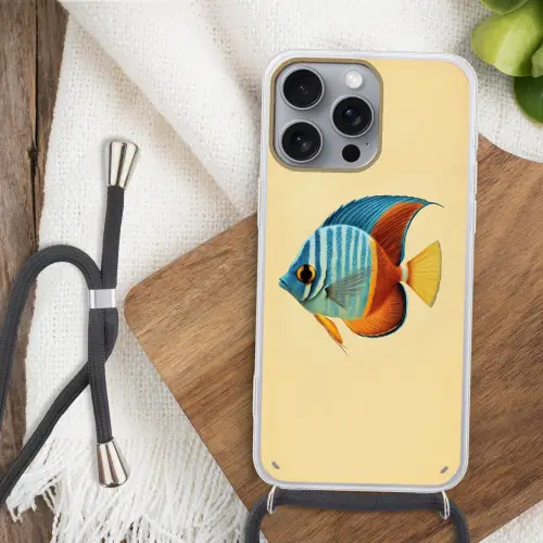 Vis - Vinnen - Blauw - Ogen Hoesje iPhone 16 Pro Max met koord klein -sfeer4