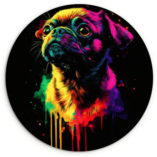 Puck - Hond - Verf - Kleuren Wandcirkel plexiglas klein -3d