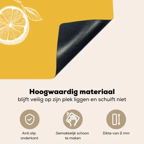 Citroenen - Illustratie - Minimalistisch - Geel Inductie beschemer met haakjes klein -ky-onderkant-nl
