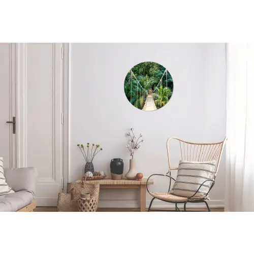 Jungle - Palmboom - Brug - Natuur - Planten Wandcirkel aluminium klein -woonkamer