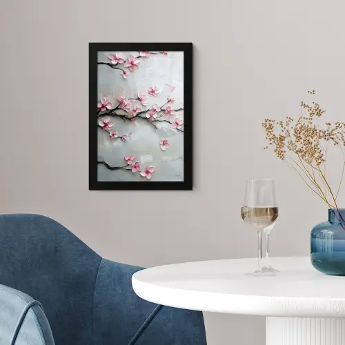 Bloesem - Kunstzinnig - Roze - Sakura fotolijst zwart zonder passe partout klein -sfeer4