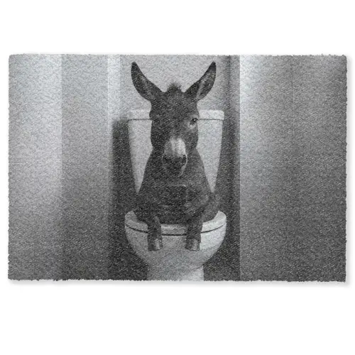Ezel - Telefoon - Toilet - Zwart - Wit Deurmat klein -zkaufland3d