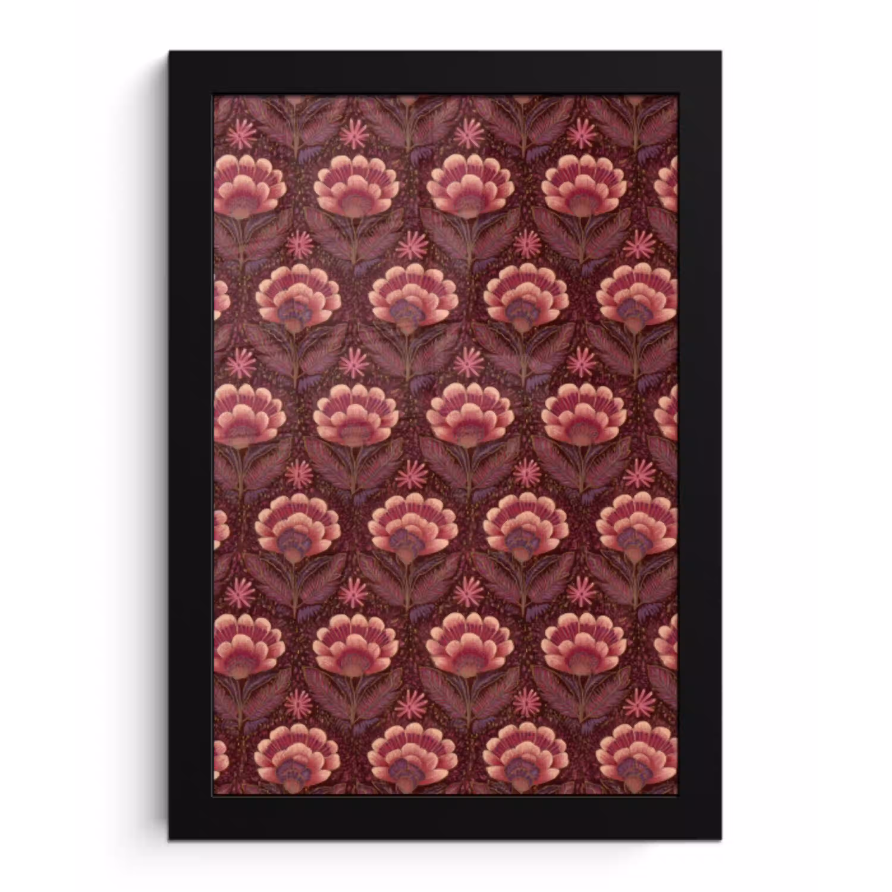 Bloemen - Waaier - Paars fotolijst zwart zonder passe partout klein 224 -3d