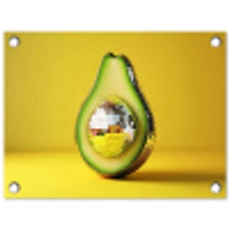 Avocado - Discobal - Geel - Glitter tuinposter los doek klein -3d