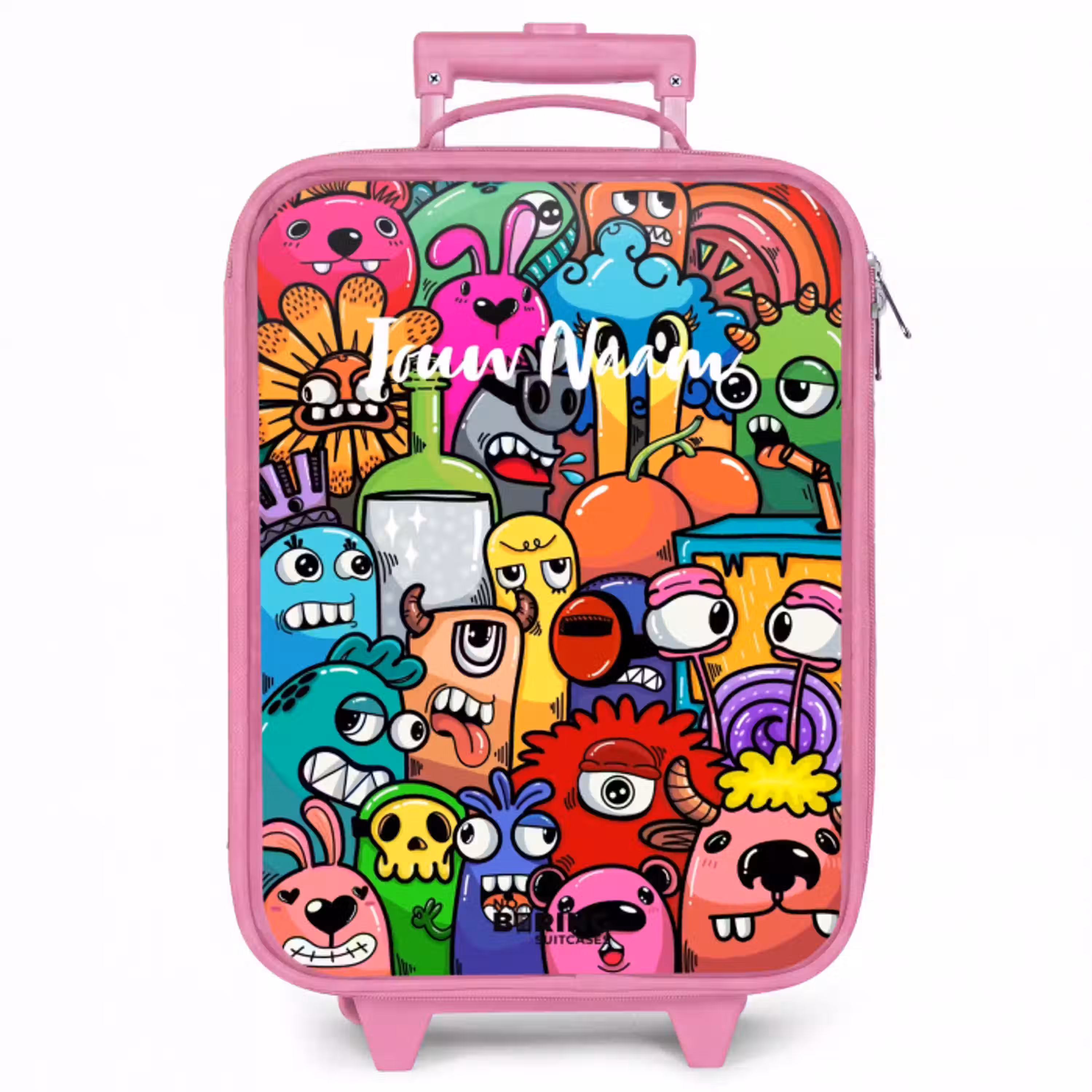 Knallende gekleurde monsters Kinderkoffer - Roze klein -zzz_website3d