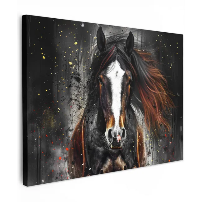 Paarden Schilderijen Fleece Canvas Schilderij 5 Delen dieren bruin Slaapkamer Hal 036053a