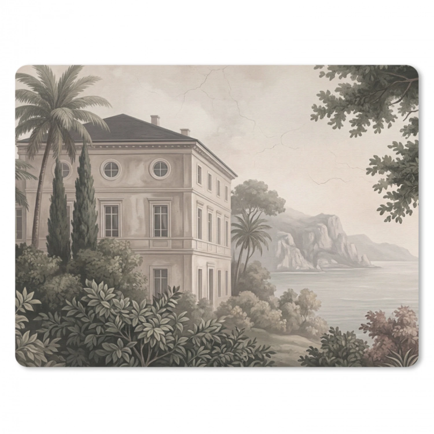 Zee - Villa - Beige muismat rubber klein -3d