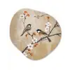 Vogels - Bloesemtak - Bloemen - Oranje Wandcirkel Organisch Aluminium middel -3d