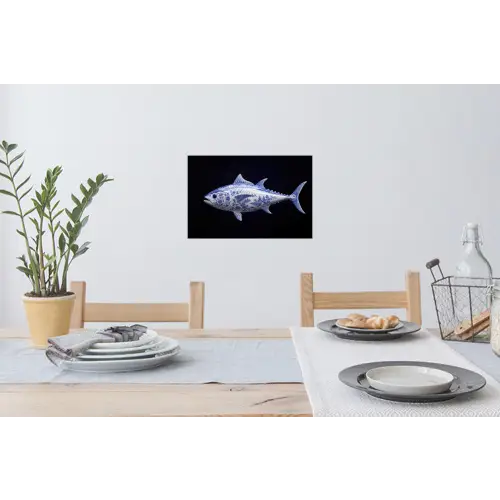 Porselein - Tonijn - Delfts - Blauw Muursticker klein -eettafel