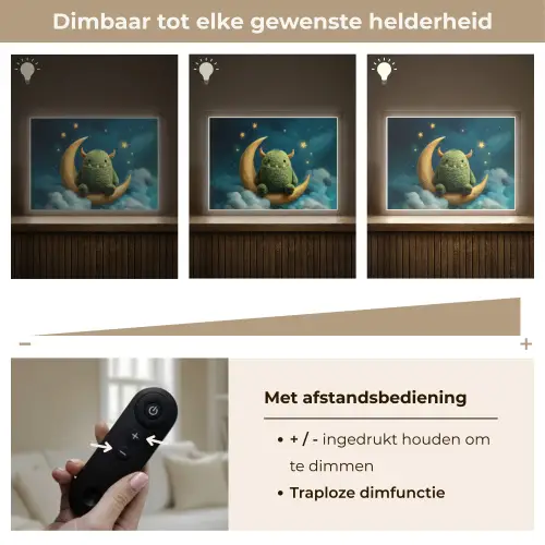 Monster - Groen - Maan - Wolken Light Box met batterij (Wandlamp kind) middel -USP_dimbaarNL