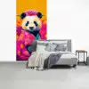 Kimono - Roze - Panda - Bloemenkroon fotobehang vinyl groot -slaapkamer