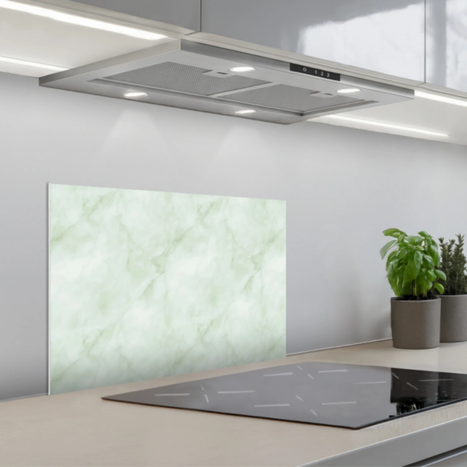 Groen - Marmer - Vloeiende aders keuken achterwand spatscherm klein 900 -3d_schuin