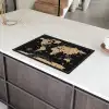 Wereldkaart - Beige - Zwart Inductie beschermer vinyl 3mm klein -sfeer8