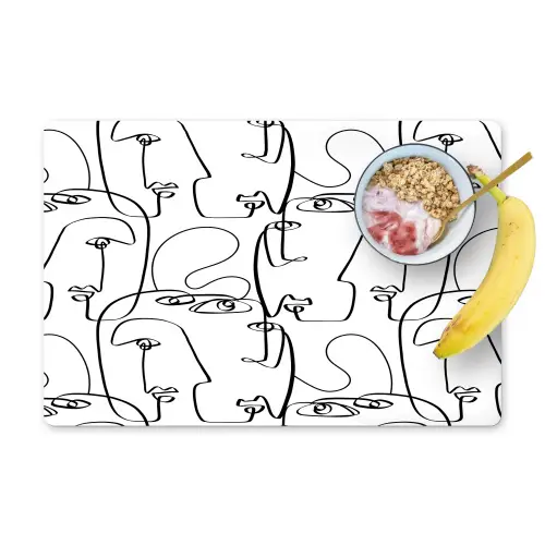 Gezichten - Abstract - Contourlijnen Placemat vinyl groot 368 -zzzproduct_Kitchenyeah-website