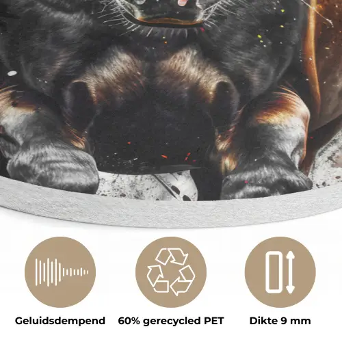 Paard - Dieren - Zwart - Luxe - Modern Akoestische PET Vilt - Rond klein -closeup_NL
