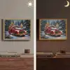 Kersttruck - Sneeuwbos - Rood Light Box met batterij (Wandlamp) middel -sfeer3