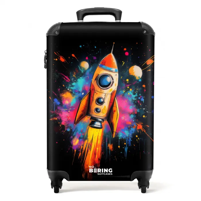 Raket in de ruimte met graffiti NBS - Handbagage koffer - Kinderen Unisex middel -productfoto_recht