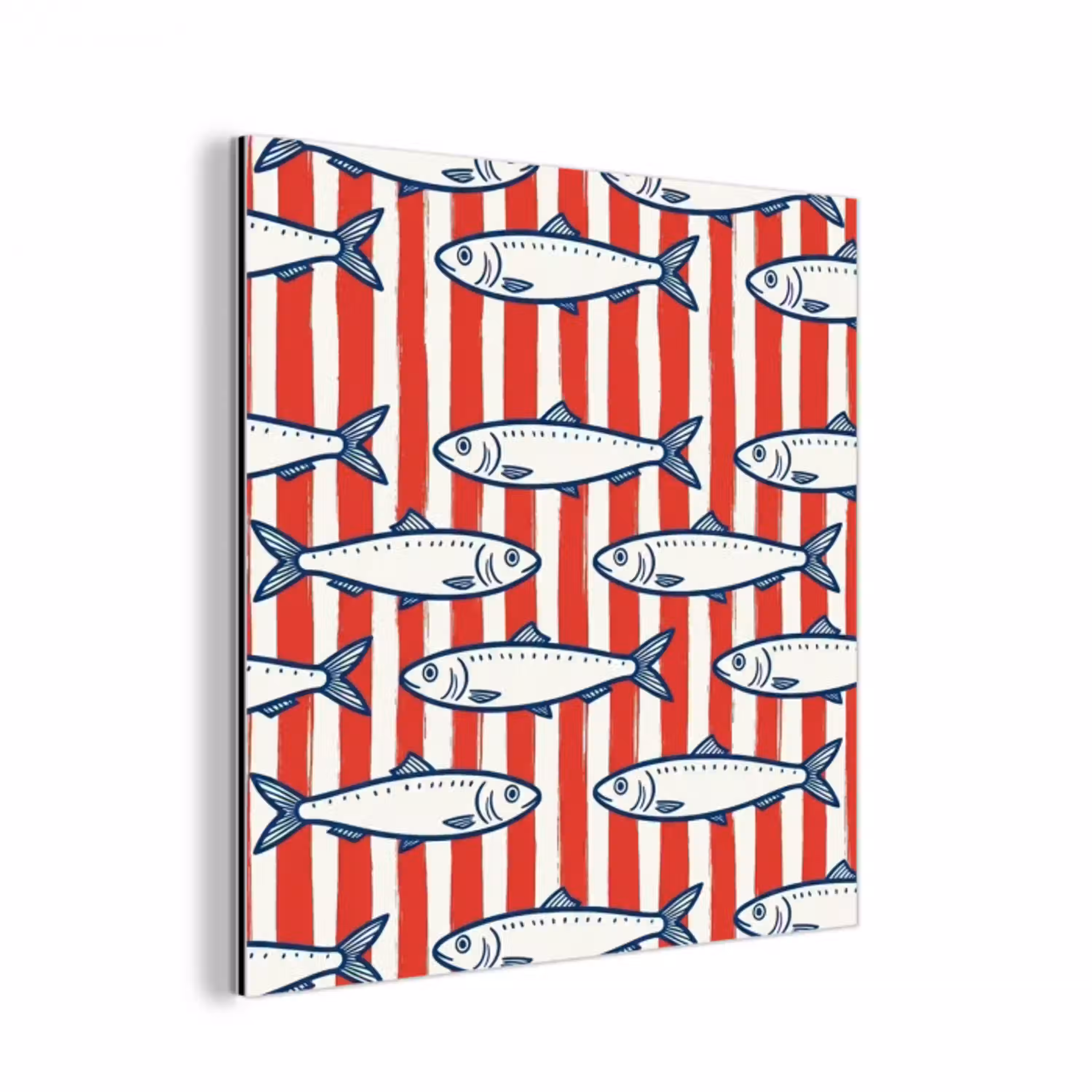 Vis - Patroon - Strepen - Illustratie - Rood aluminium wit klein -3d