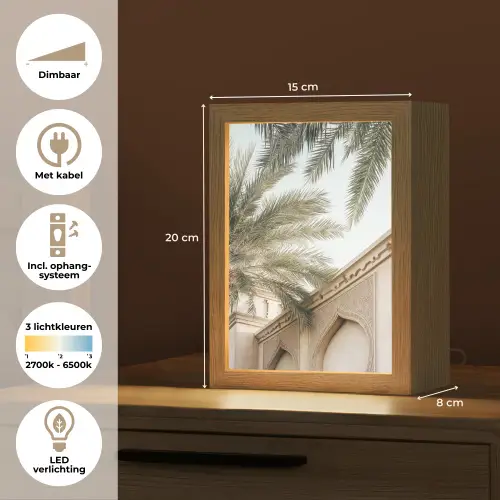 Gebouw - Palmbomen - Beige - Zon Light Box met kabel (Tafellamp) klein -USP_NL