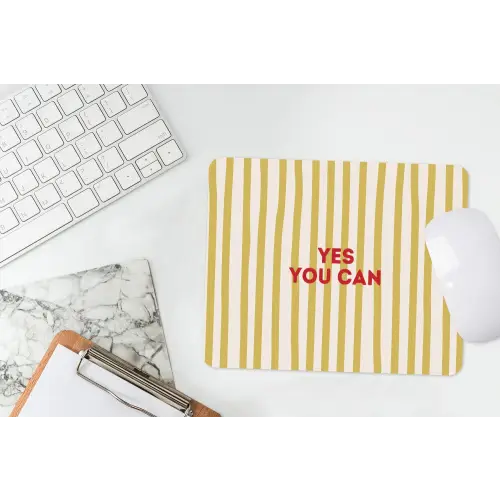 Strepen - Abstract - Yes you can - Rood muismat rubber klein -witbureau