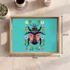 Kever - Bloemmotieven - Turquoise - Bladeren Dienblad Rechthoek middel -USP_Formaat