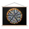 Pizza - Eten - Delftsblauw textielposter latten blank klein -3d