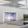 Raam met Zicht op Zonsondergang keuken achterwand spatscherm klein -3d_schuin