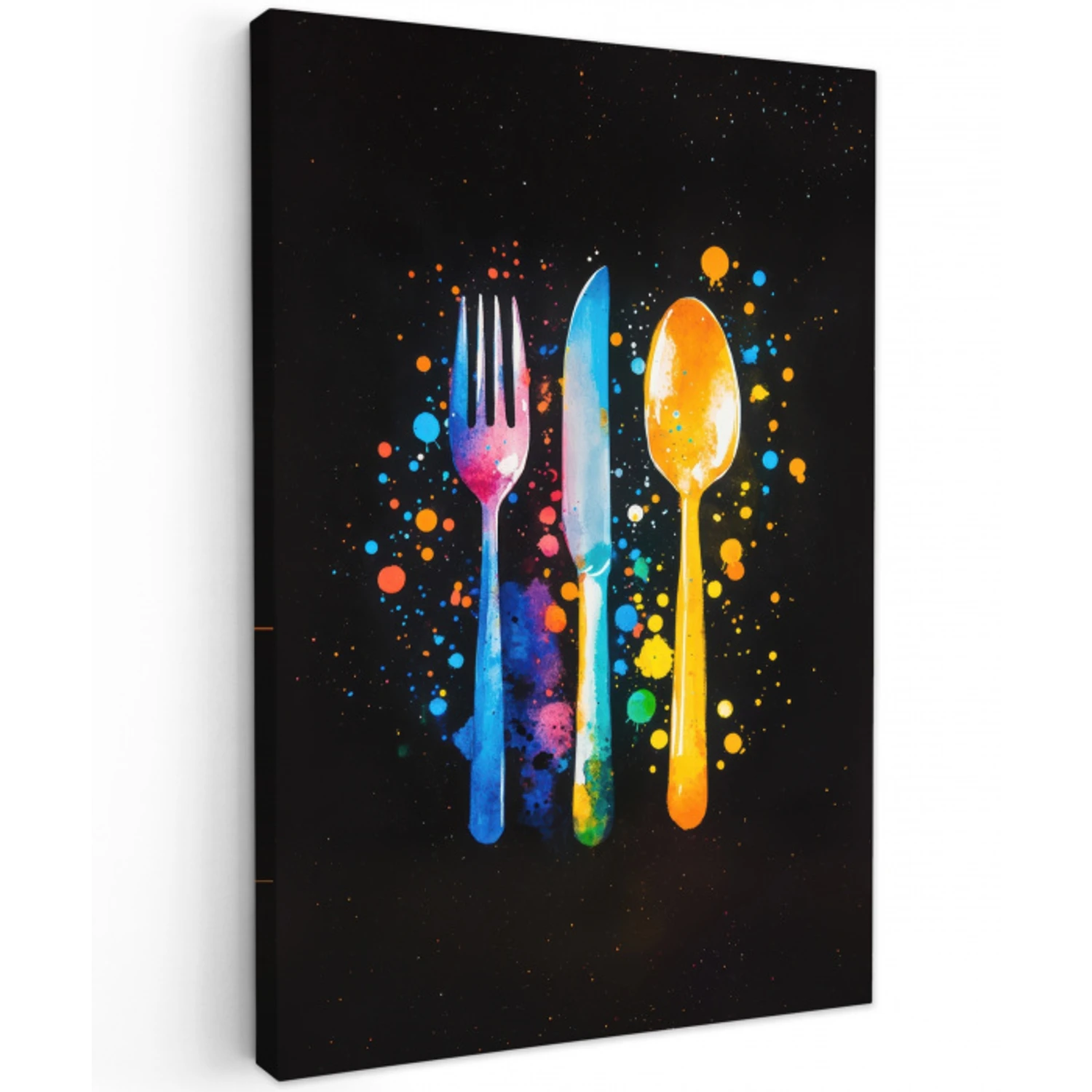 Bestek - Kleurrijk - Spetters Tuinposter op houten frame 2 cm dik middel -3d