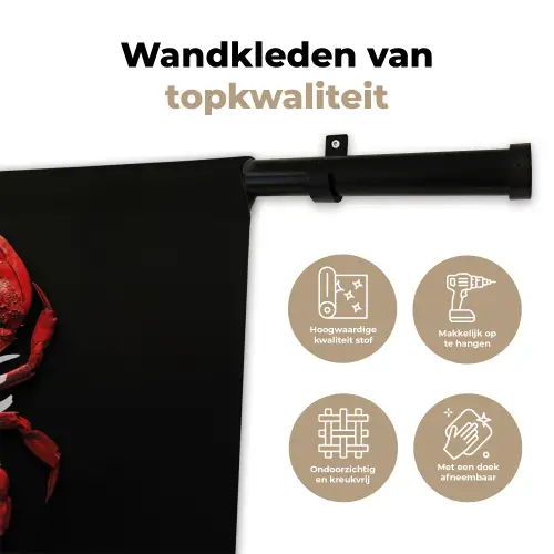 Krab - Rood - Tekst - Zwart Wandkleed katoen klein -sfeer2