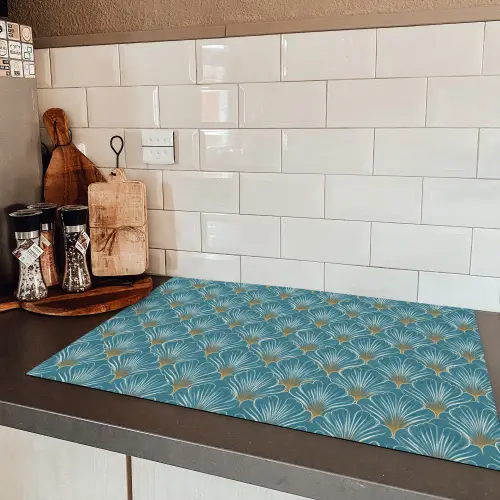Symmetrisch - Patroon - Blauw Inductie beschermer vinyl 3mm klein 276 -sfeer3