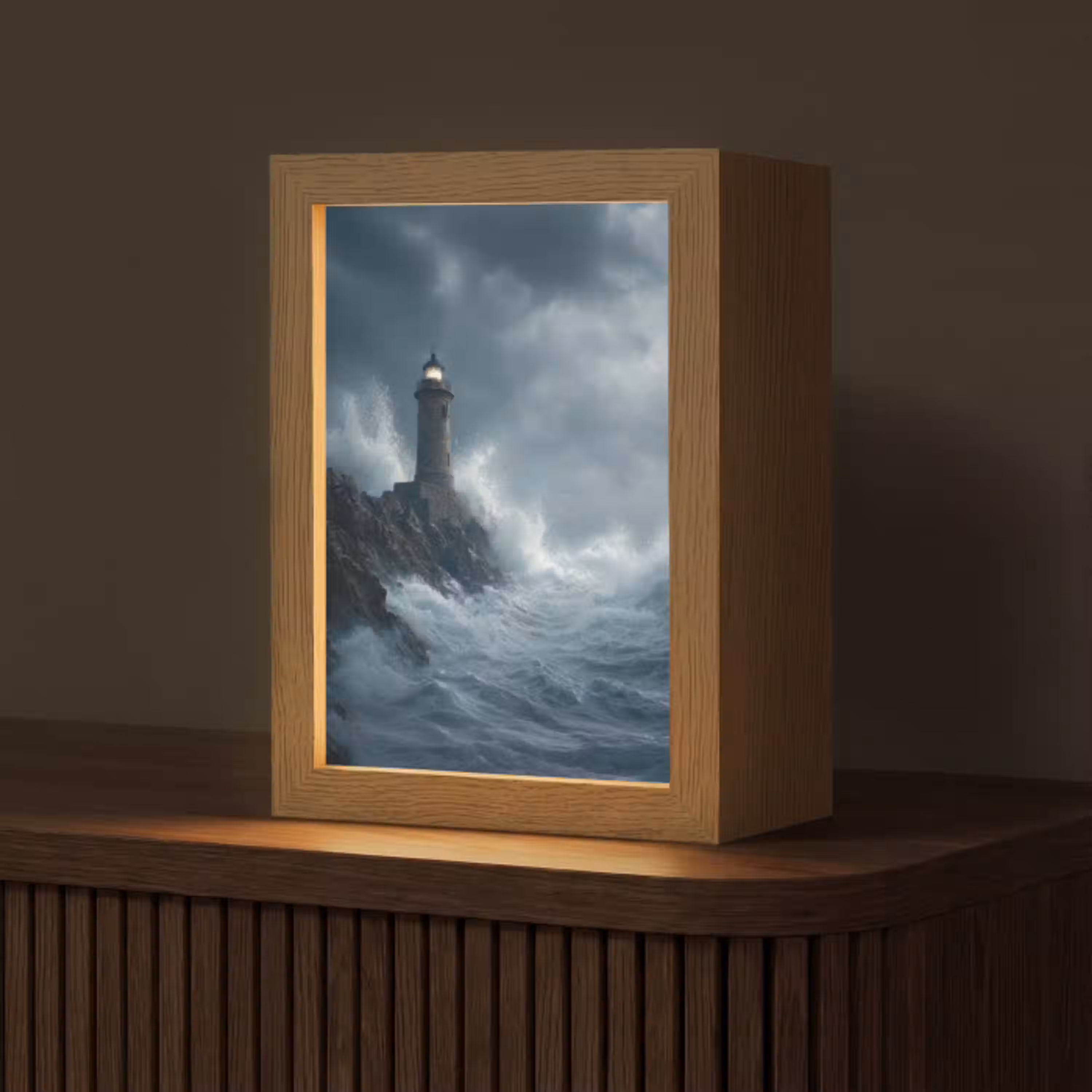 Rotsen - Vuurtoren - Golven - Klliffen Light Box met kabel (Tafellamp) klein -z3d_website