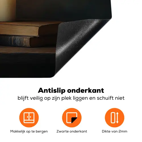 Kaarsen - Stilleven - Rustiek - Boeken Inductie beschermer vinyl 3mm klein -zzzzzzz-td-onderkant