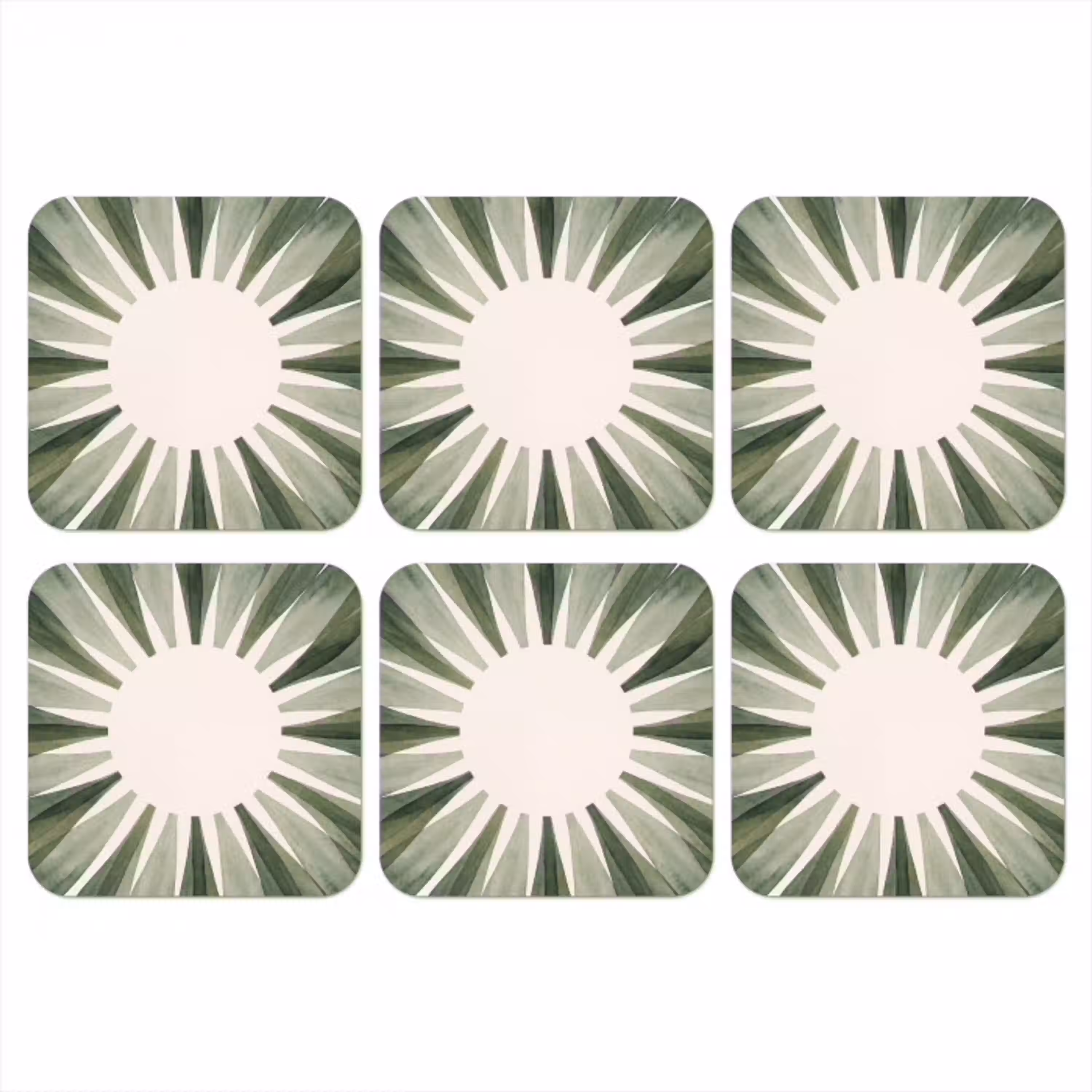 Planten - Abstract - Waterverf - Groen - Natuur onderzetter kurk middel -3d
