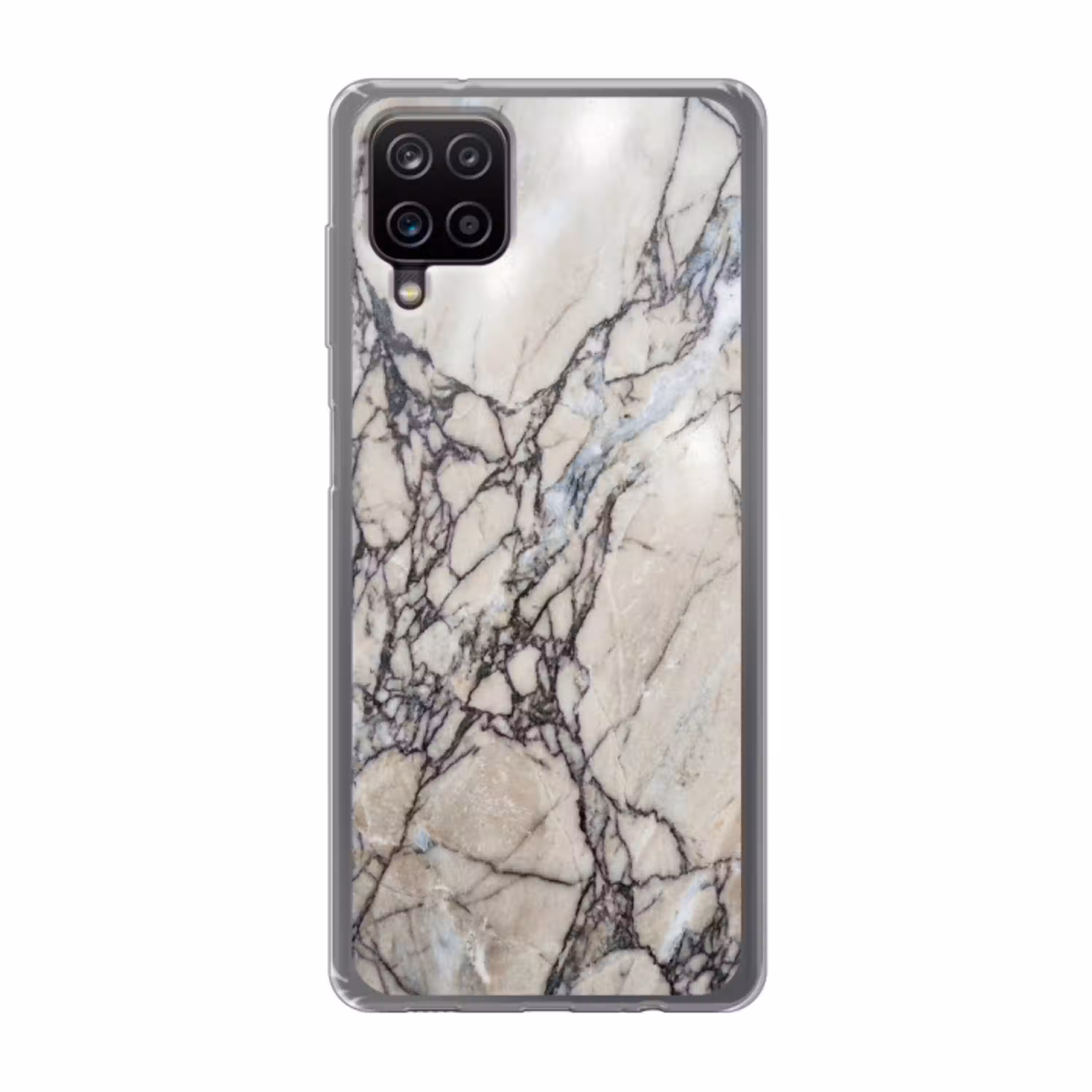 Marmer - Aderen - Patroon - Wit - Grijs Telefoonhoesje Samsung Galaxy A12 klein -3d