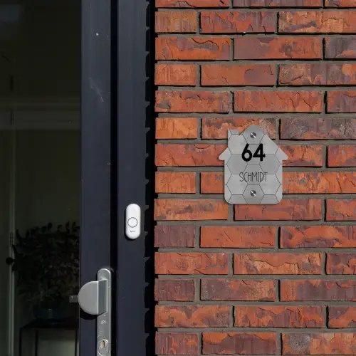 Grijze tegels - Modern Naambord Huisje klein -sfeer2