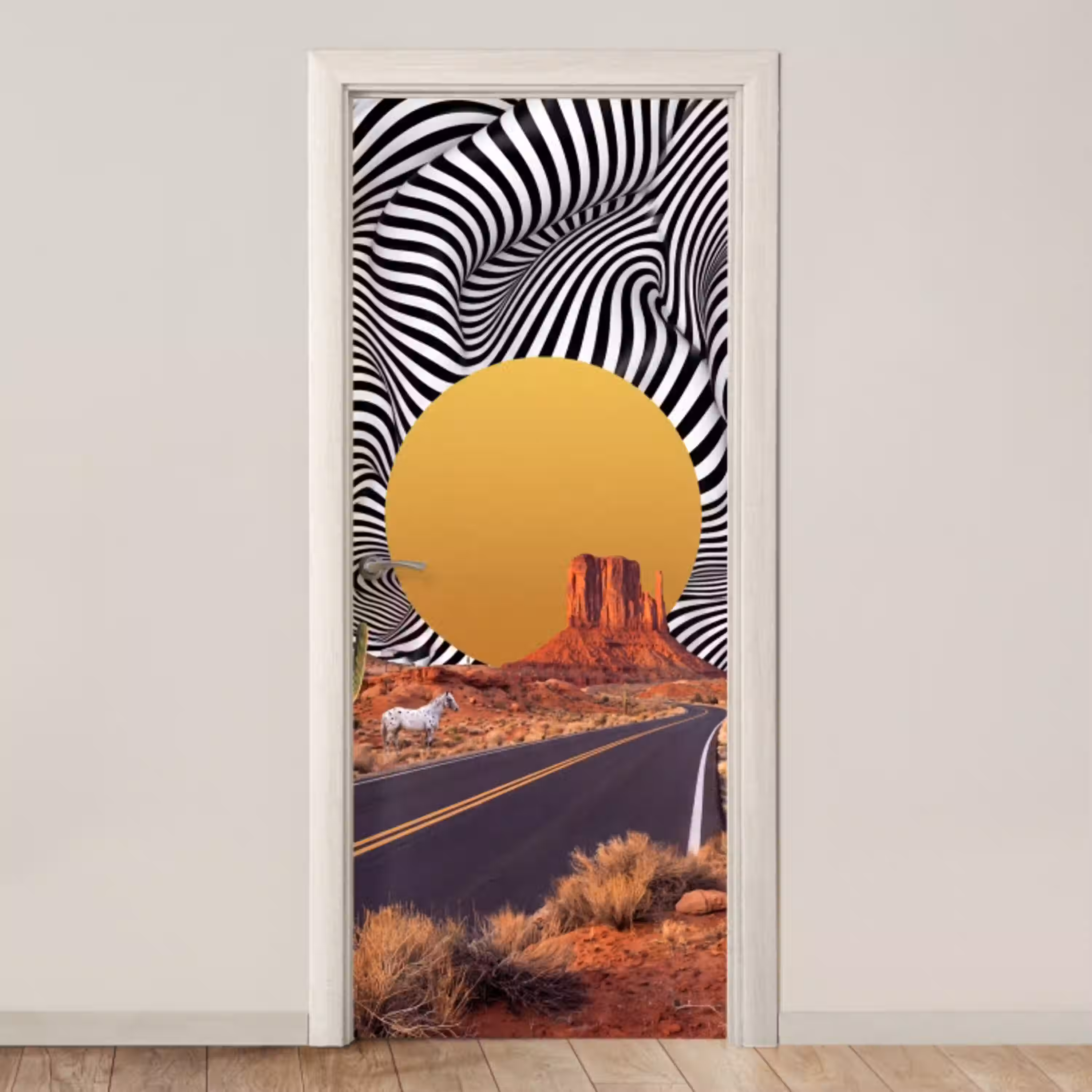 Paard - Woestijn - Natuur deurposter klein -3d_beige