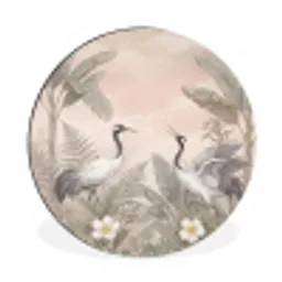 Kraanvogels - Natuur - Roze Wandcirkel aluminium klein -3d