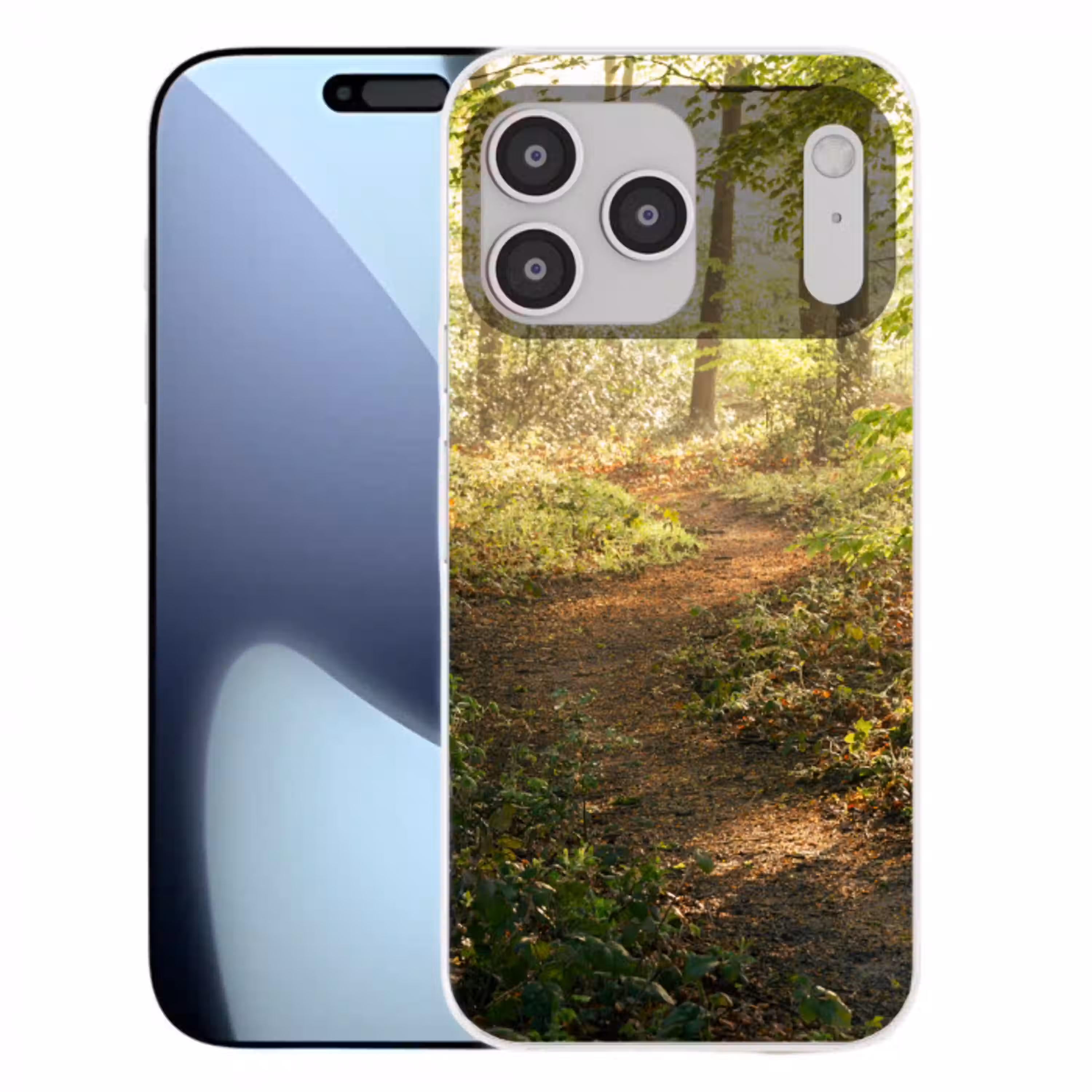 Bos - Bomen - Pad - Zon - Planten - Bladeren - Natuur Telefoonhoesje iPhone 17 Pro Max klein -3d