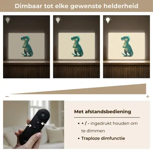 Dinosaurus - Turquoise - Stekels Light Box met batterij (Wandlamp kind) middel -USP_dimbaarNL