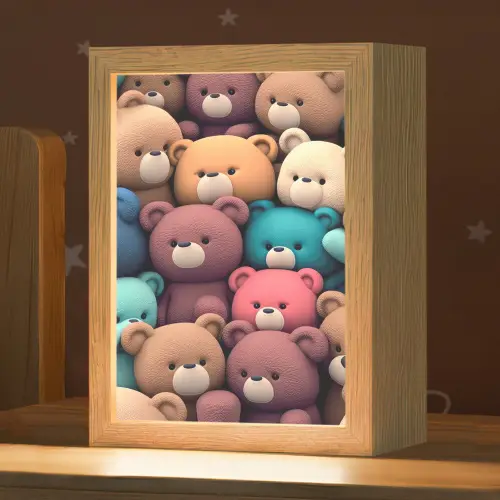 Knuffelbeer - Knuffel - Roze - Blauw - Bruin - Kind Light Box met kabel klein -zzz_3d_website