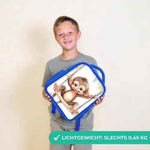 Aap - Dier - Kinderen - Jungle Kinderrugzak - Blauw middel -sfeer1_NL