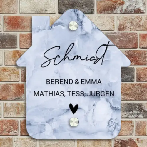 Blauw marmer - Sierlijk Naambord Huisje klein -sfeer6