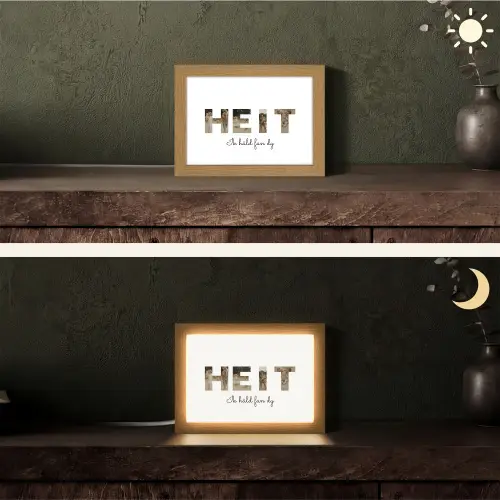 Heit - Lettercollage Light Box met kabel (Tafellamp) klein -sfeer3
