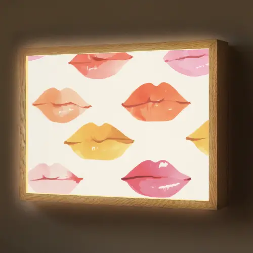 Lippen - Kleurrijk - Glanzend Light Box met batterij (Wandlamp) middel -z3d_website