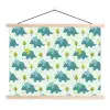Triceratop - Blauw - Stippen - Boompjes textielposter latten blank klein -3d