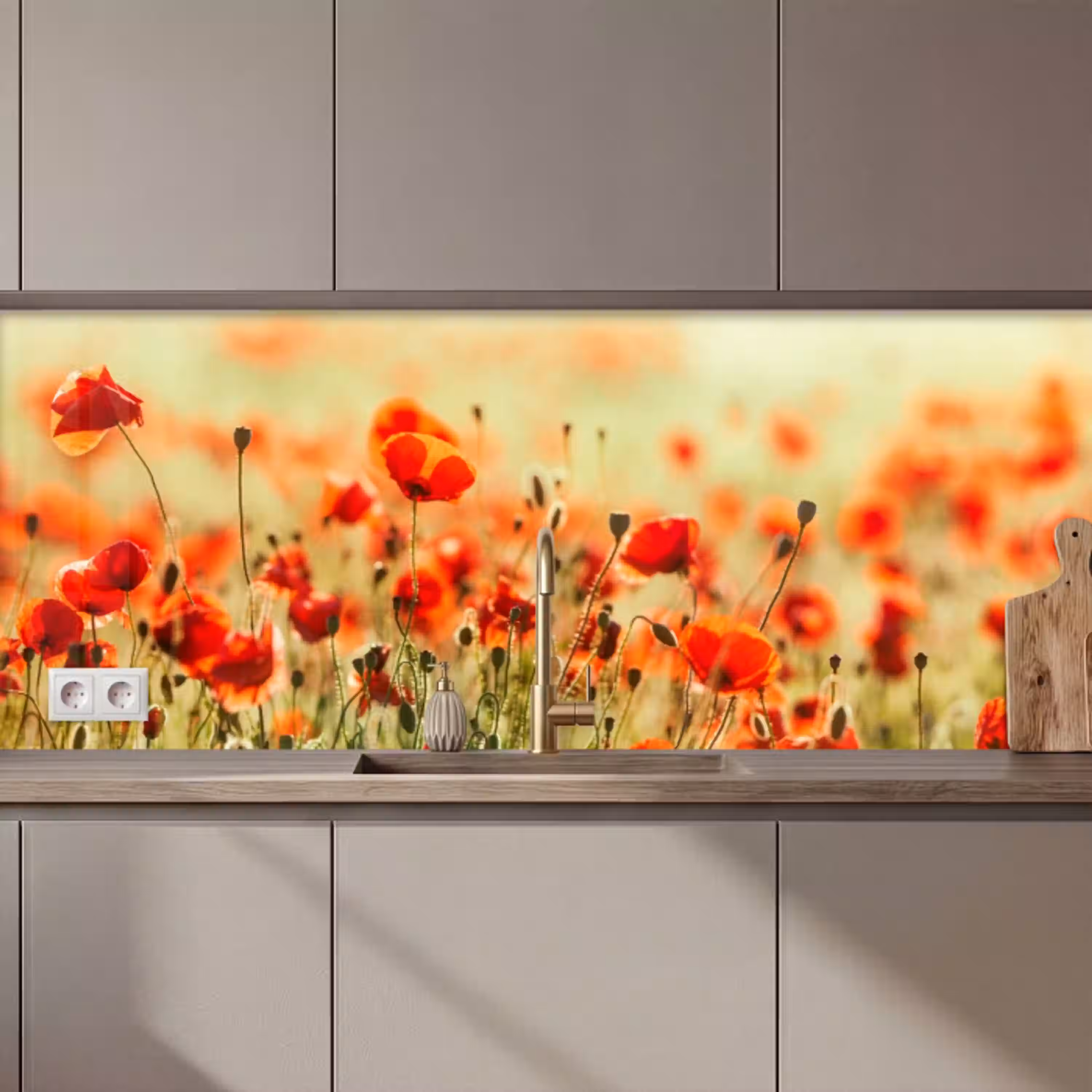Klaprozen - Bloemen - Rood - Bloemenveld keuken achterwand 2 middel zz_3dshopping