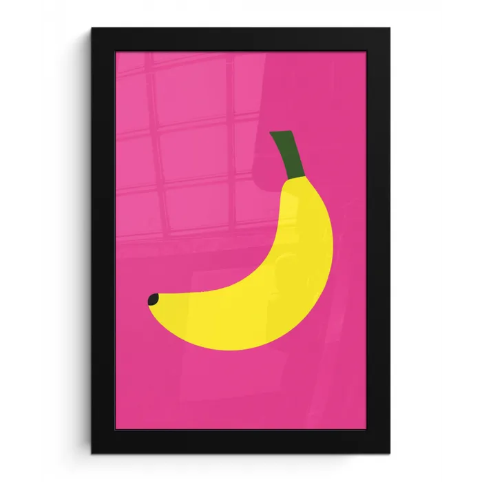Banaan - Geel - Fruit fotolijst zwart zonder passe partout klein -3d