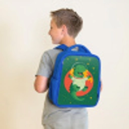 Dino - Groen - Planeet Kinderrugzak - Blauw middel -sfeer2