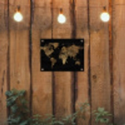 Wereldkaart - Goud - Luxe - Aarde - Zwart tuinposter los doek klein -sfeer1